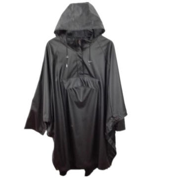 Negro con capucha PU Reflevtive impermeable/chaqueta